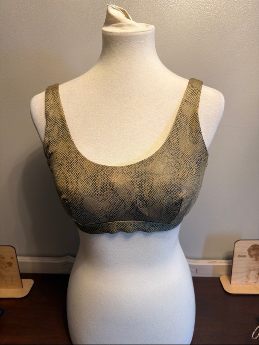 Swimsuits For All Olive Green Snake-Print Bikini Top